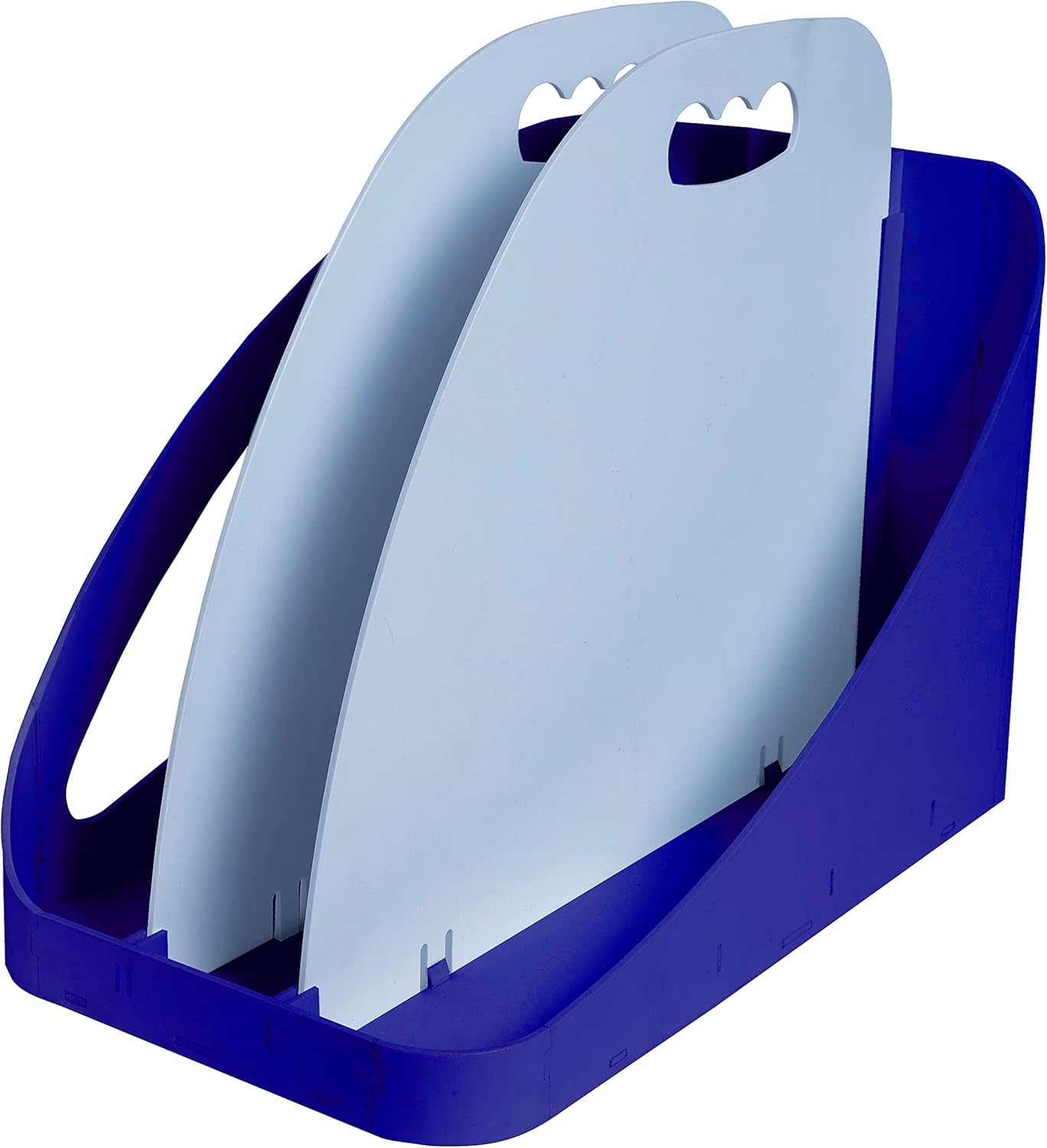 Exacompta - Ref. 3500383D - FLEX BOX - Flexible storage accessory with handle - 3 compartments for storing office essentials: PC, binder, pencil holder - Navy blue/light blue