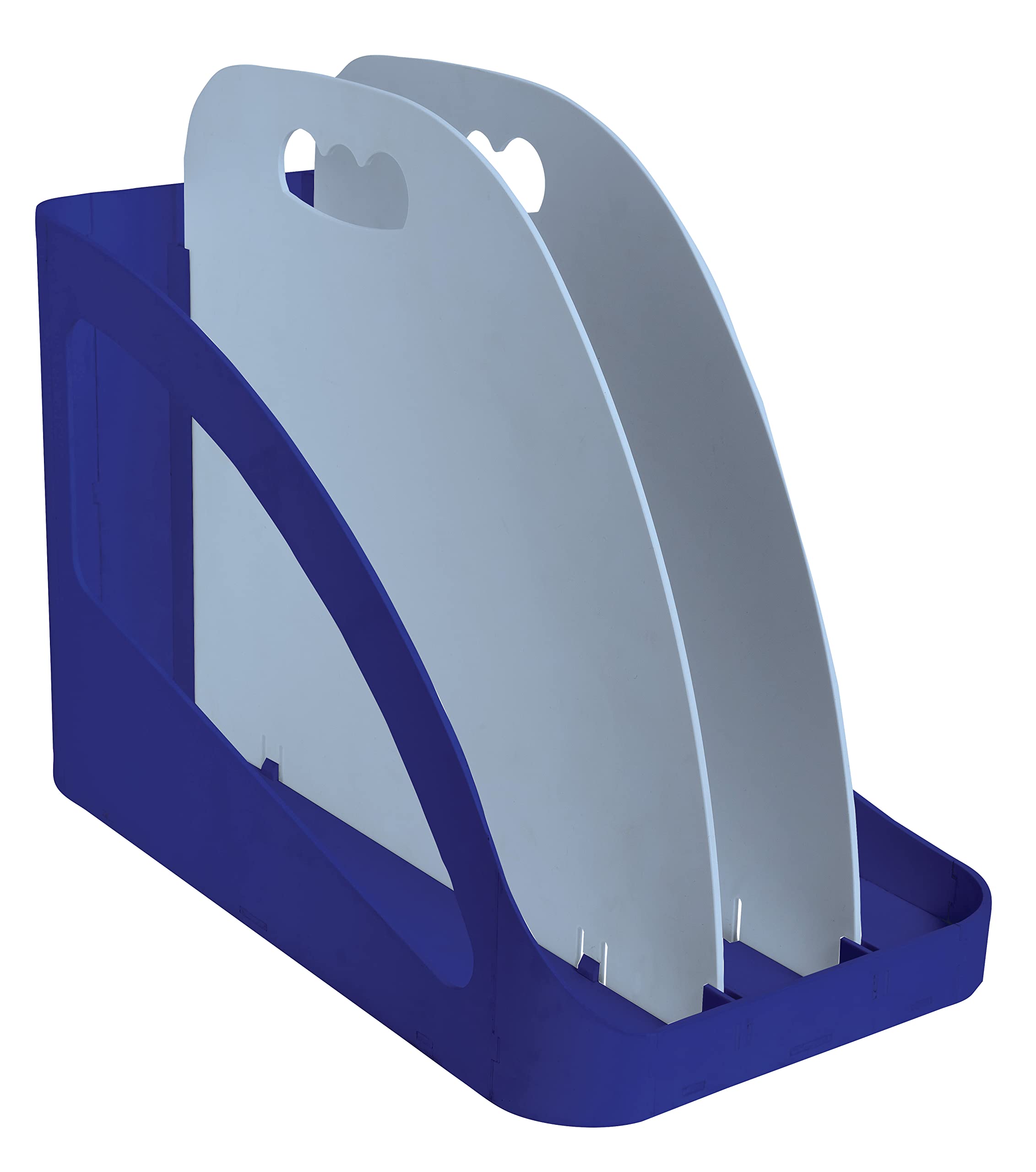 Exacompta - Ref. 3500383D - FLEX BOX - Flexible storage accessory with handle - 3 compartments for storing office essentials: PC, binder, pencil holder - Navy blue/light blue