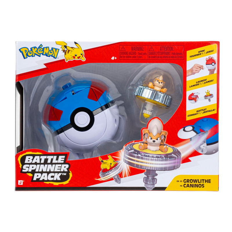Pokémon Growlithe Battle Spinner Pack - Battle Spinner with Great Ball Spinner Launcher
