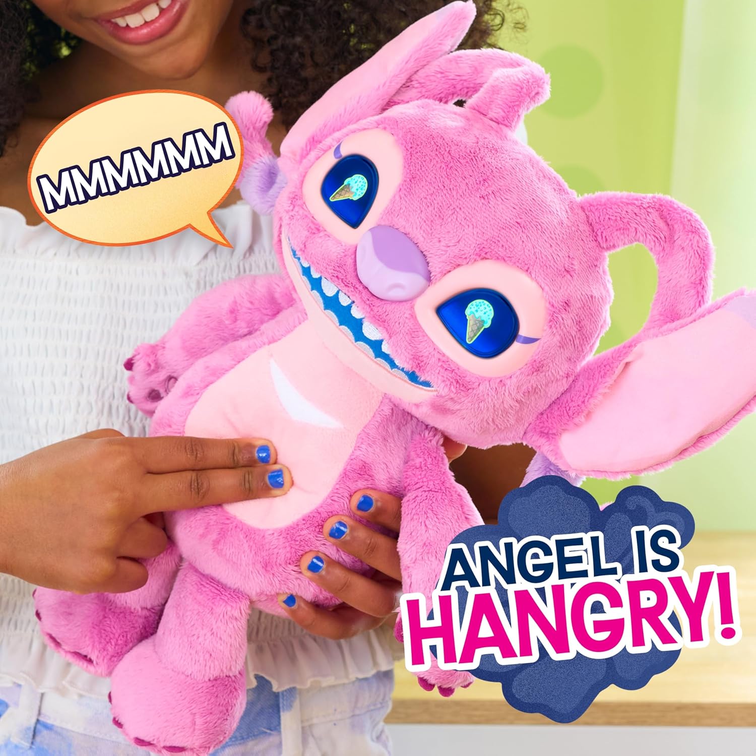 Disney Stitch Many Moods Angel Peluche Interattivo 34 cm, con Occhi LCD, Suoni e Reazioni, Idea Regalo per Bambini e Fan di Lilo & Stitch, Età 3+