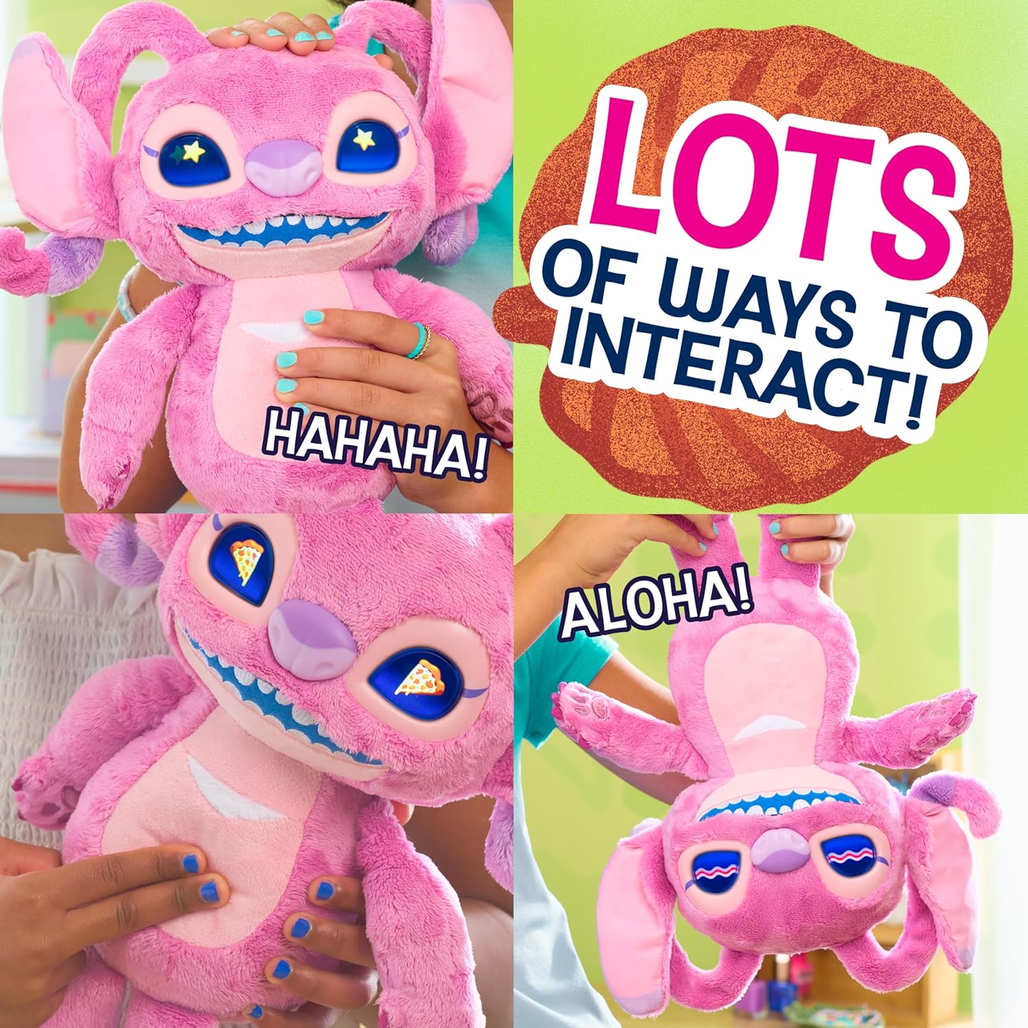Disney Stitch Many Moods Angel Peluche Interattivo 34 cm, con Occhi LCD, Suoni e Reazioni, Idea Regalo per Bambini e Fan di Lilo & Stitch, Età 3+