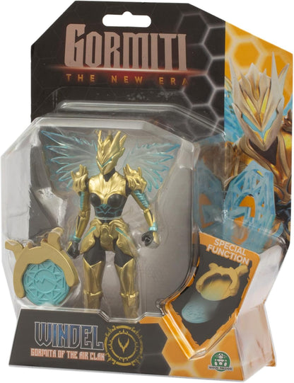GORMITI THE NEW ERA, Windel Skye Air Clan Action Figure, 15cm Articulated Hero with Attack Function and Black Gold Armour, Collectible Toy for Kids Aged 4+
