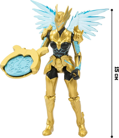 GORMITI THE NEW ERA, Windel Skye Air Clan Action Figure, 15cm Articulated Hero with Attack Function and Black Gold Armour, Collectible Toy for Kids Aged 4+