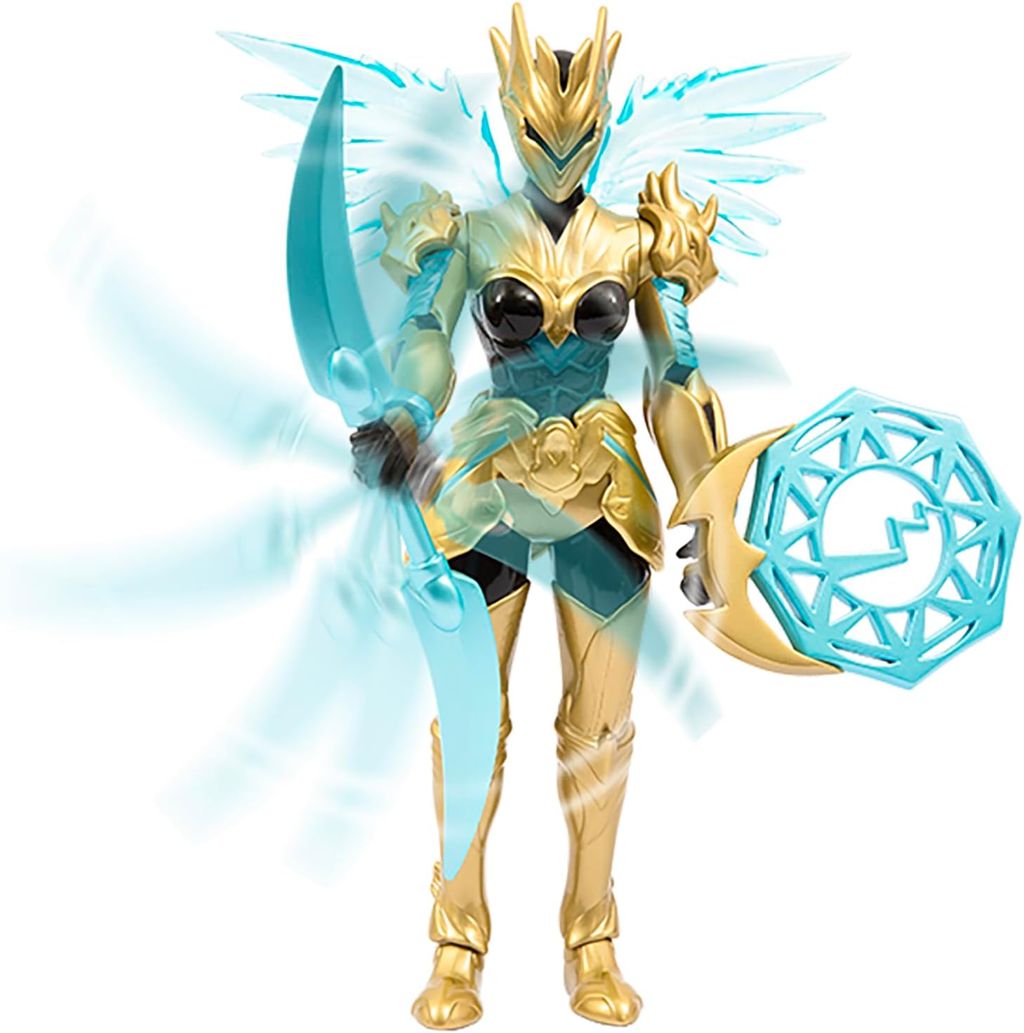 GORMITI THE NEW ERA, Windel Skye Air Clan Action Figure, 15cm Articulated Hero with Attack Function and Black Gold Armour, Collectible Toy for Kids Aged 4+