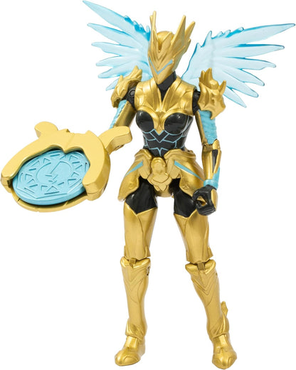 GORMITI THE NEW ERA, Windel Skye Air Clan Action Figure, 15cm Articulated Hero with Attack Function and Black Gold Armour, Collectible Toy for Kids Aged 4+