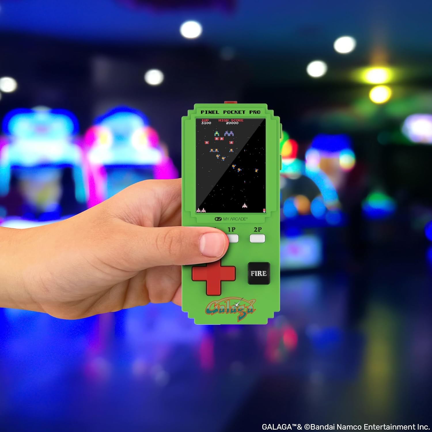 Galaga Pixel Player : Jeu vidéo Galaga sous Licence Officielle, Porte-clés d'arcade Portable, Jeux pour Enfants et Adultes