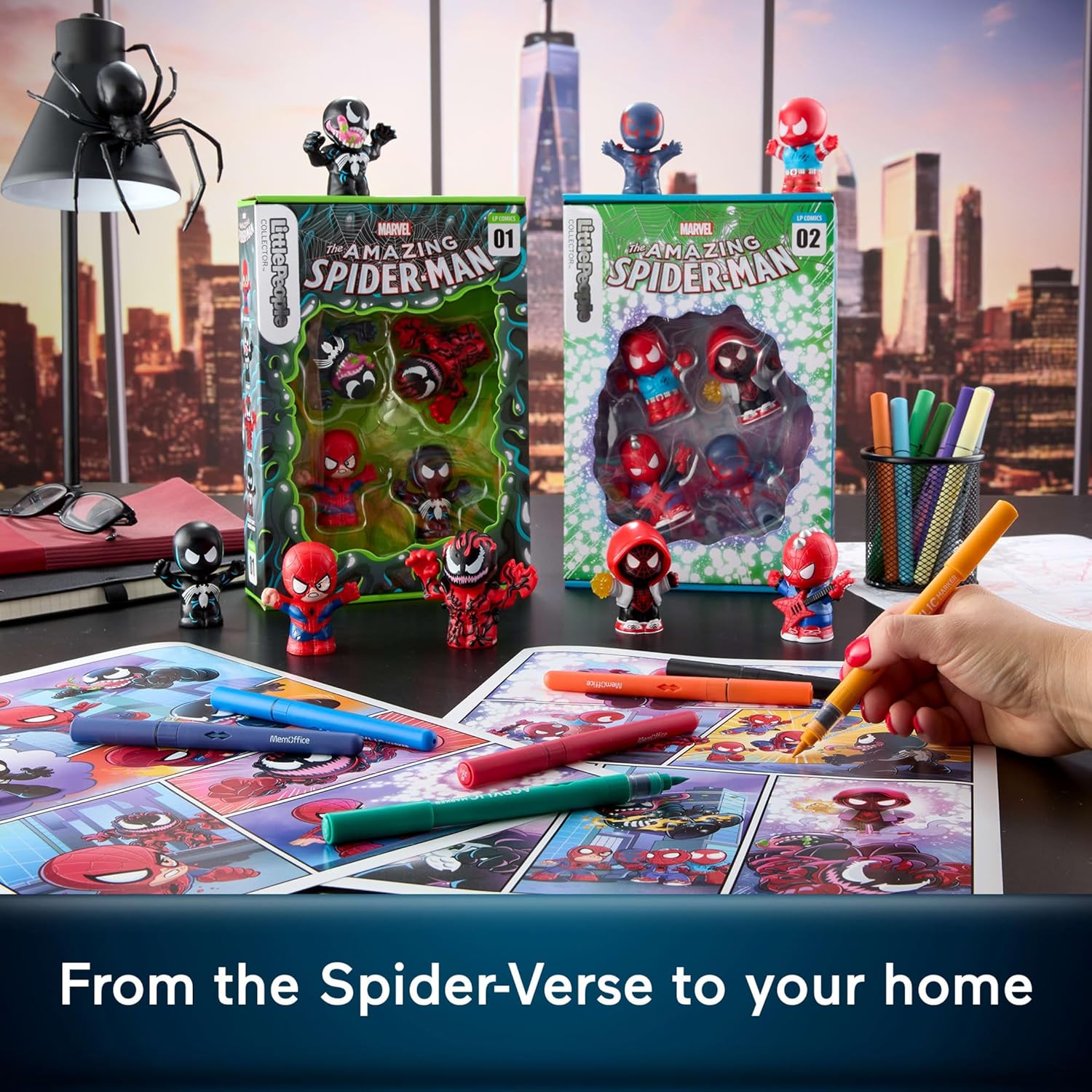 Little People Collector Marvel Spider-Man: Issue 2 Special Edition Set for Comic Book Fans, 4 Figures in a Display Package, JKR66