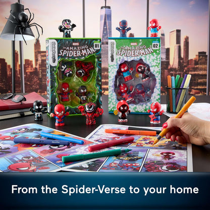 Little People Collector Marvel Spider-Man: Issue 2 Special Edition Set for Comic Book Fans, 4 Figures in a Display Package, JKR66