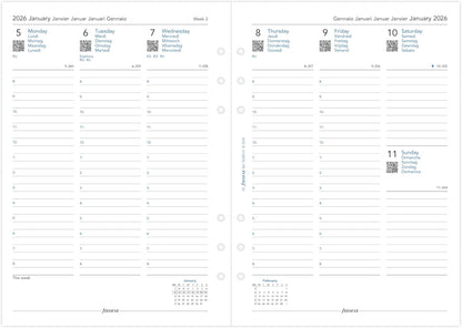 Filofax A5 week on two pages 5 language appointments 2026 diary 26-68514