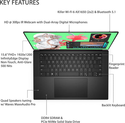 Dell Newest XPS 15 9510 Elite Laptop, 15.6" FHD+ 500 Nits Display, Intel i7-11800H, RTX 3050Ti, 64GB RAM, 4TB SSD, IR Webcam, Backlit Keyboard, Fingerprint Reader, WiFi 6, Thunderbolt 4, Win 11 Home