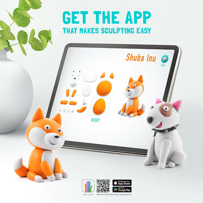 HEY CLAY Dog Story - Luchtdroge klei Kit 3 blikjes voor kinderen 3+ (Shiba Inu