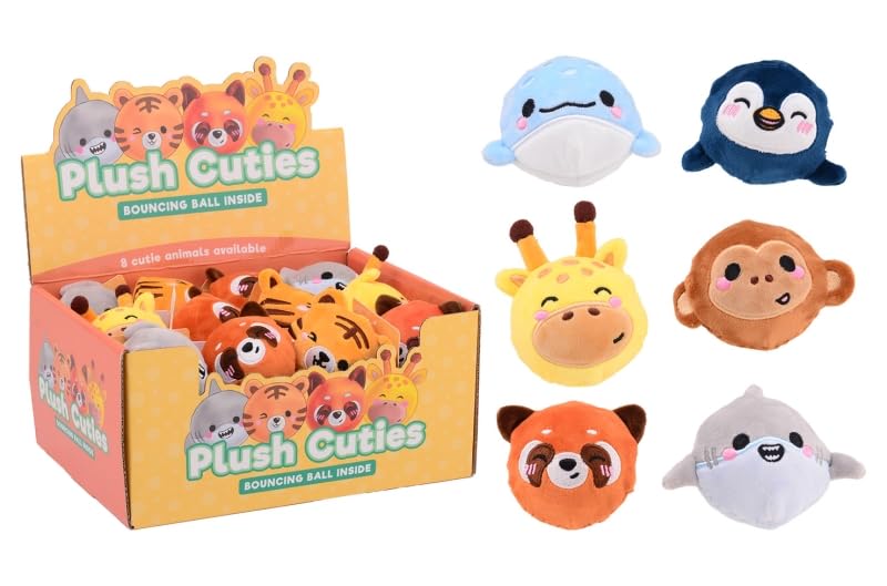 Cute plushe PVC stuiterballen in display 8 assortie