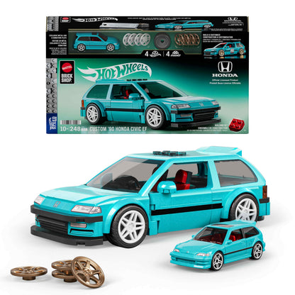 Mattel Brick Shop Hot Wheels Speed Series Building Set, Custom ’90 Honda Civic EF with 248 Pieces, Realistic Details and Custom Decals, Adult Collectors and Kids Ages 10+ , JHF62