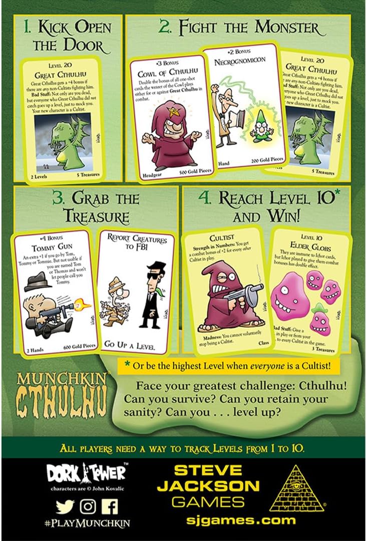 Steve Jackson Games | Munchkin Cthulhu | Expansión de Juego de Cartas Rápido para 3 a 6 Jugadores | A Partir de 10 años | Inglés