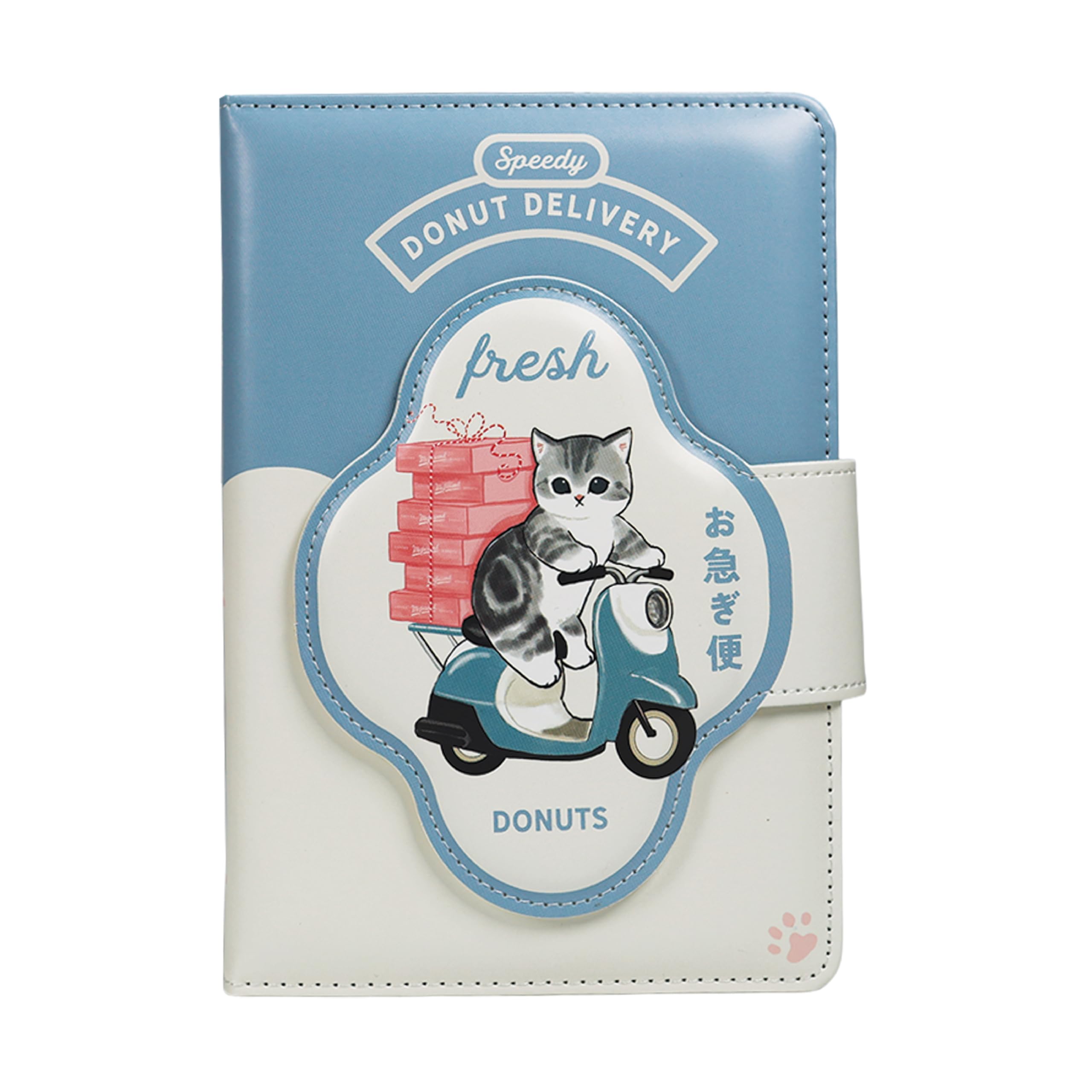 Blue Sky Studios Mofusand - Taccuino con grazioso gatto kawaii, con copertina morbida imbottita e cinturino magnetico, pagine a righe, regalo di cancelleria giapponese