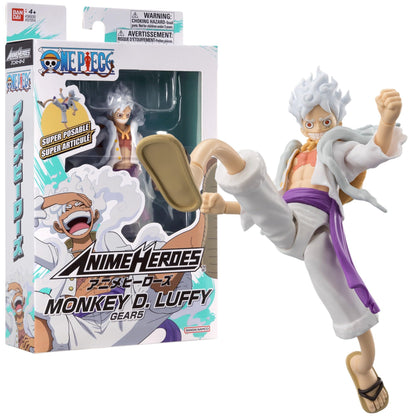 ANIME HEROES One Piece Luffy Gear 5 Action Figure - 17cm Articulated Luffy Figure With Extra Accessories - Bandai One Piece Action Figures Toys Range - Excellent Gift