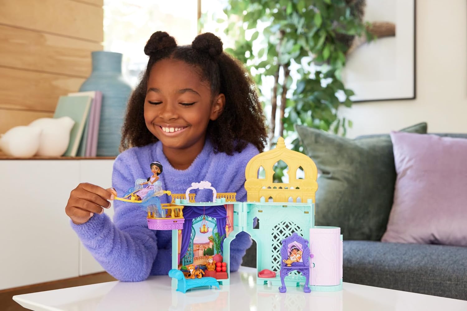 Mattel Disney Frozen Toys, Storytime Stackers Jasmine's Palace, Stackable Doll House with Small Doll, 2 Friends & 8 Pieces, Inspired by Disney's Aladdin Movie, JDP56