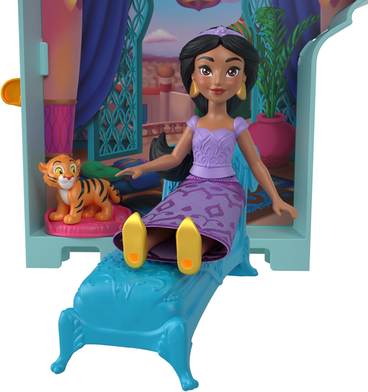 Mattel Disney Frozen Toys, Storytime Stackers Jasmine's Palace, Stackable Doll House with Small Doll, 2 Friends & 8 Pieces, Inspired by Disney's Aladdin Movie, JDP56