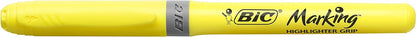 BIC 811935 Pack of 12 Yellow Bevelled Tip Marker Pens (Yellow, Bevelled Tip, Yellow, Grey, Round, 12 Pieces