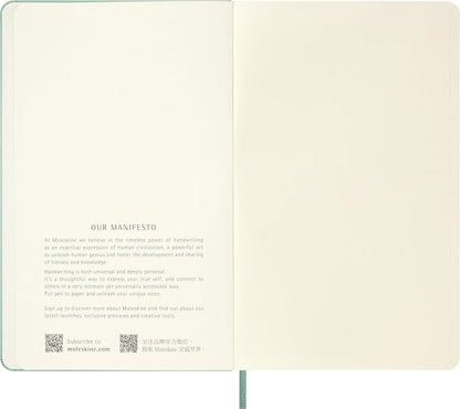 Moleskine Classic Notebook - Blank Pages with Hard Cover and Elastic Closure, Sage Green Color, Large Size 13 x 21 cm
