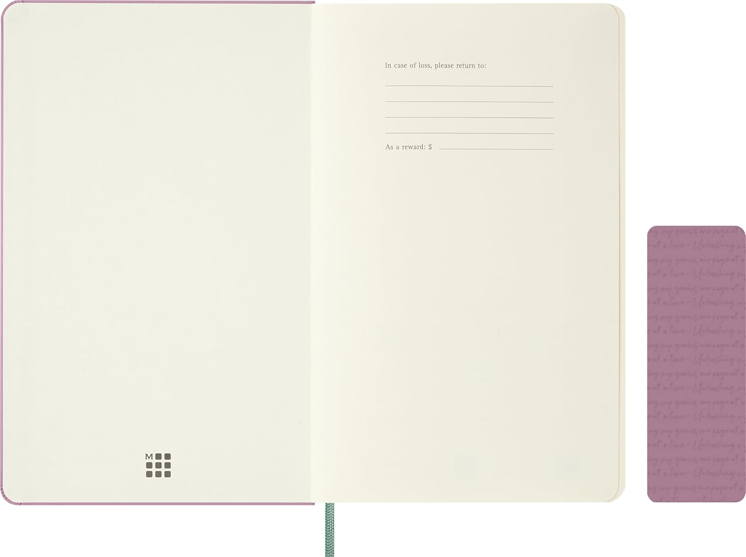 Moleskine Classic Notebook - Blank Pages with Hard Cover and Elastic Closure, Majestic Pink Color, Large Size 13 x 21 cm