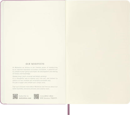 Moleskine Classic Notebook - Blank Pages with Hard Cover and Elastic Closure, Majestic Pink Color, Large Size 13 x 21 cm