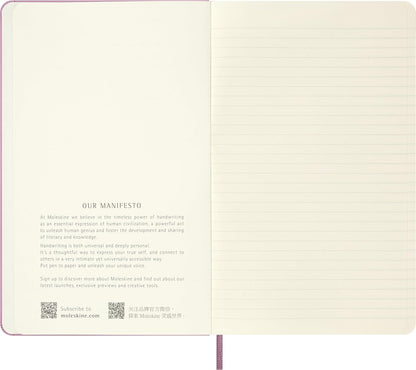 Moleskine Classic Ruled Notebook, With Hard Cover and Elastic Closure, Majestic Pink, Large Format 13 x 21 cm