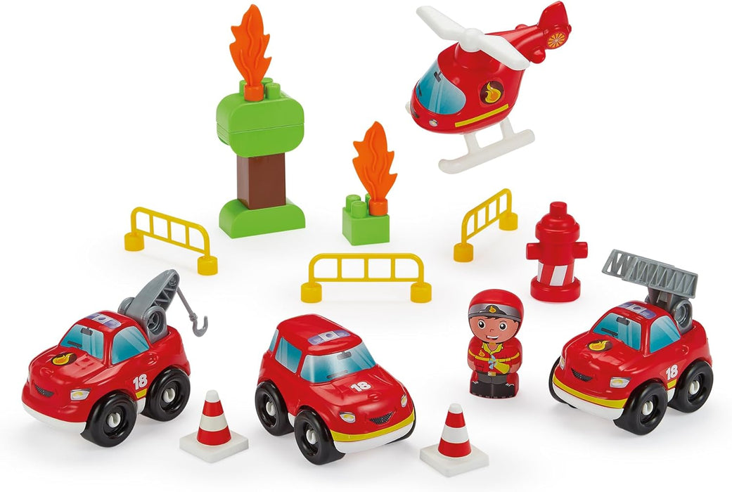 Ecoiffier - Kinderkoffer brandweervoertuigen - Helikopter vrachtwagens en accessoires inbegrepen - Imitatiespel - Vanaf 18 maanden - Speelgoed voor kinderen - 3359 - Garantie Frankrijk