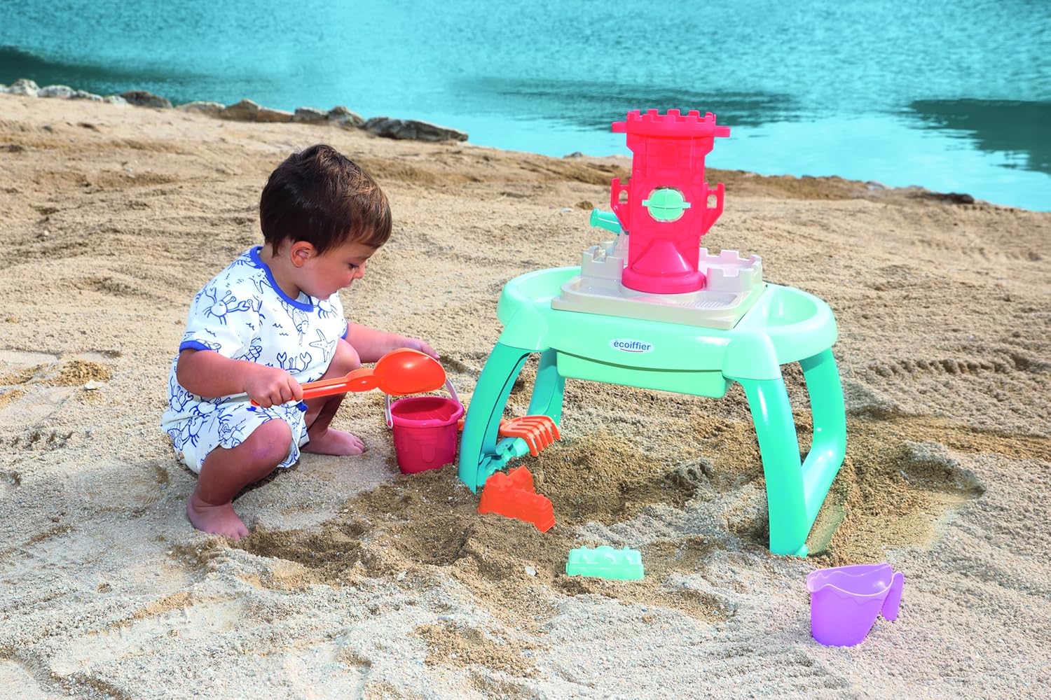 Ecoiffier - Zand- en watertafel voor kinderen – 3 vakken met veel accessoires inbegrepen – vanaf 18 maanden – speelgoed voor kinderen – 4603 – garantie Frankrijk