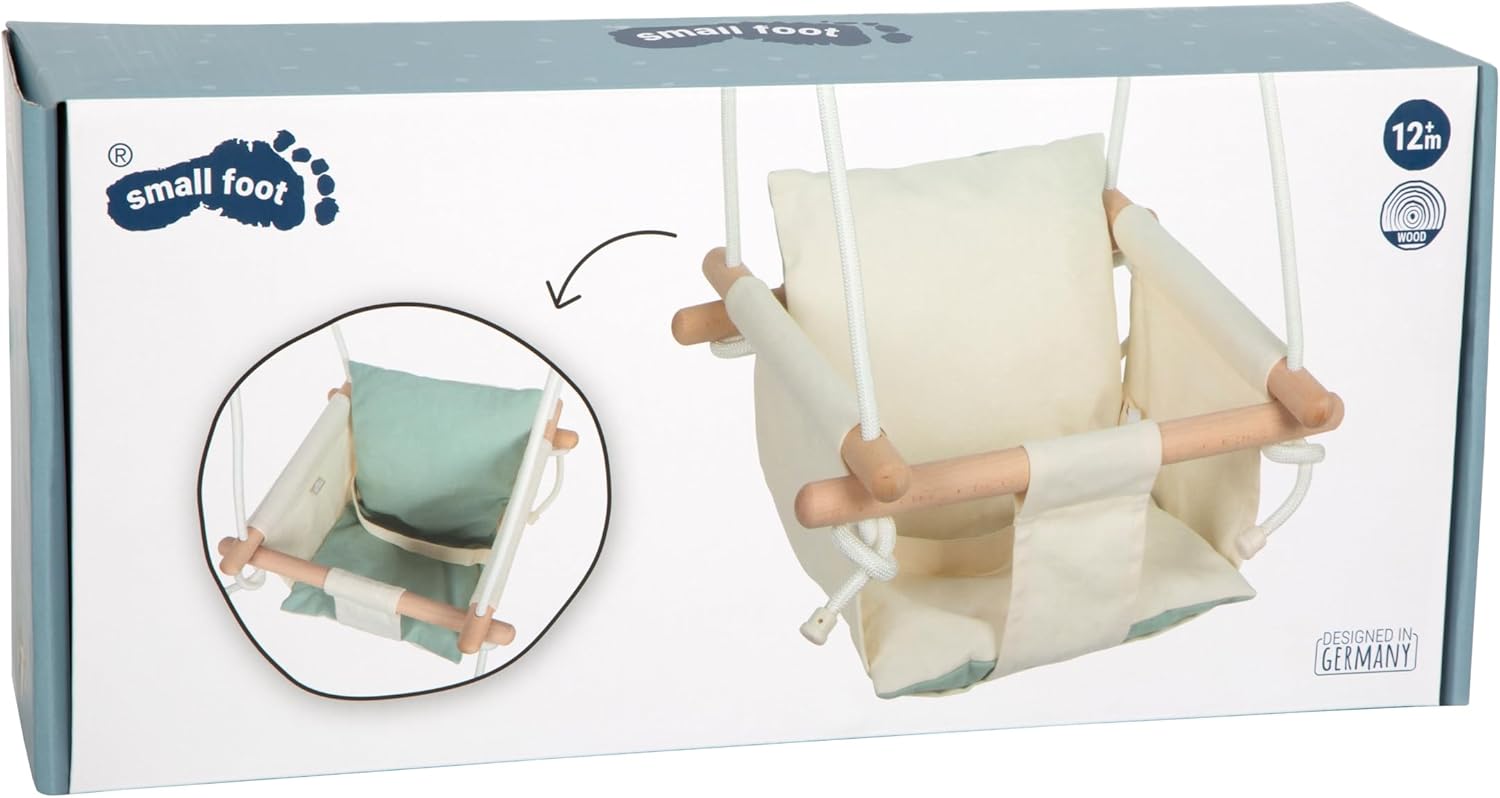 small foot schommel beige, met verwijderbaar omkeerbaar kussen en verstelbare riem, voor baby's en peuters vanaf 12 maanden, 12800