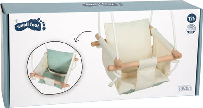 small foot schommel beige, met verwijderbaar omkeerbaar kussen en verstelbare riem, voor baby's en peuters vanaf 12 maanden, 12800