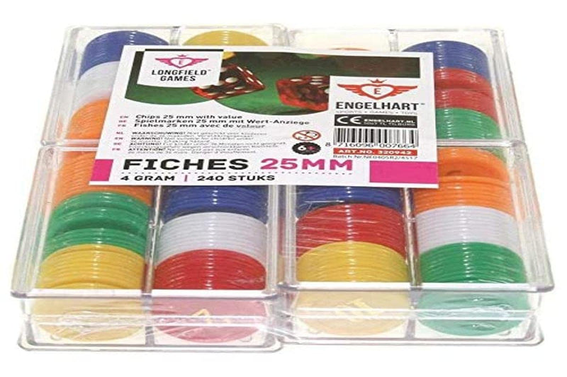 Fiches 25mm 240 stuks Verschillende Kleuren