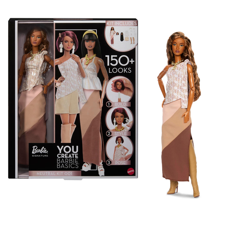 Barbie Basics You Create Neutral Kit 001 with Customizable Fashion Doll, Universal-fit Clothing & Accessories, Posable Body & Swappable Doll Head, JJX35