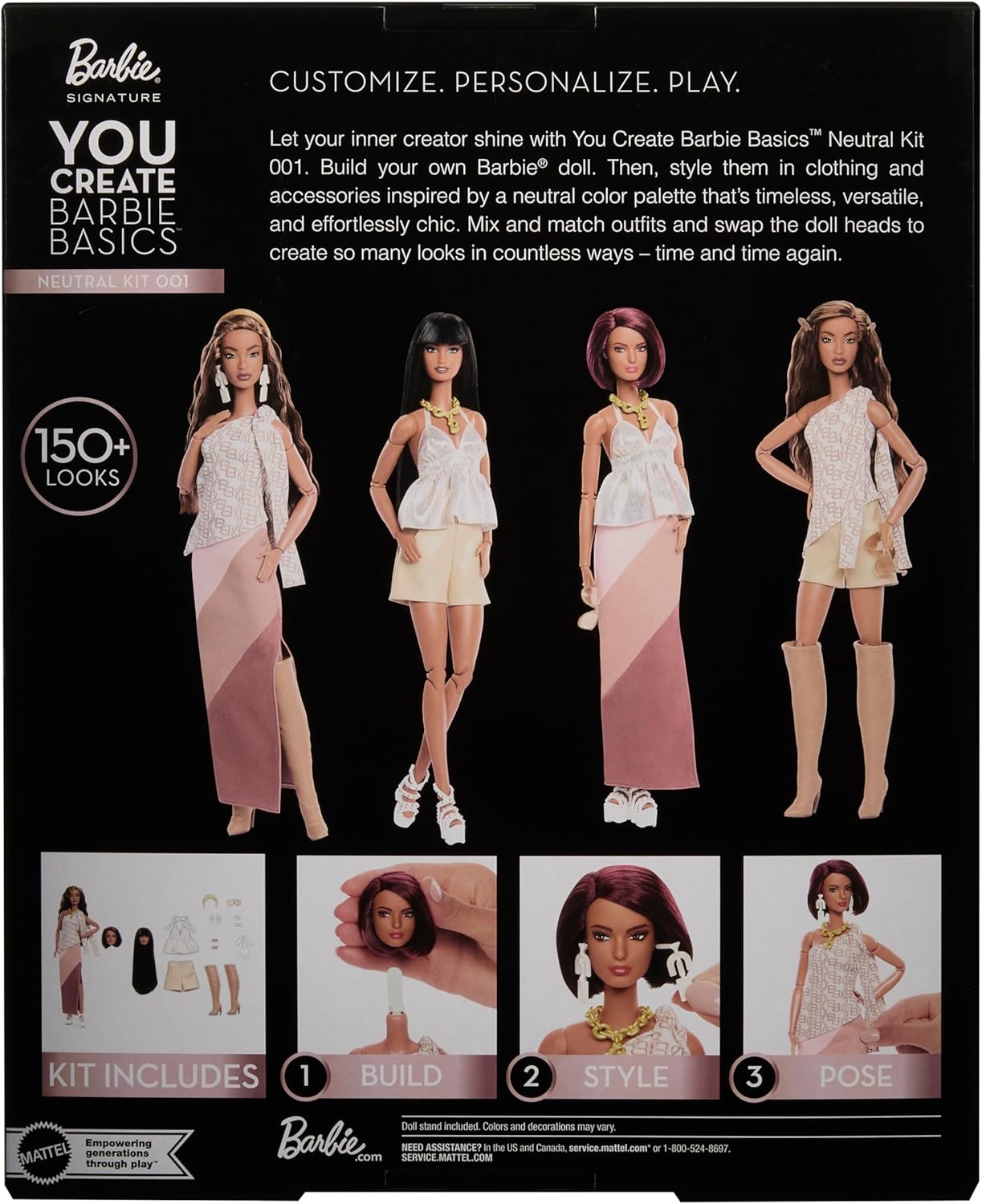 Barbie Basics You Create Neutral Kit 001 with Customizable Fashion Doll, Universal-fit Clothing & Accessories, Posable Body & Swappable Doll Head, JJX35