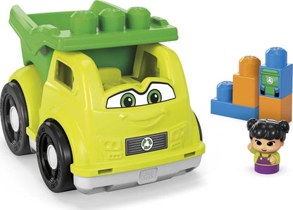 MEGA BLOKS Toddler Building BlocksToy Car with 1 Block Buddies Figure, Raphy Recycling Truck for Toddlers 1-3