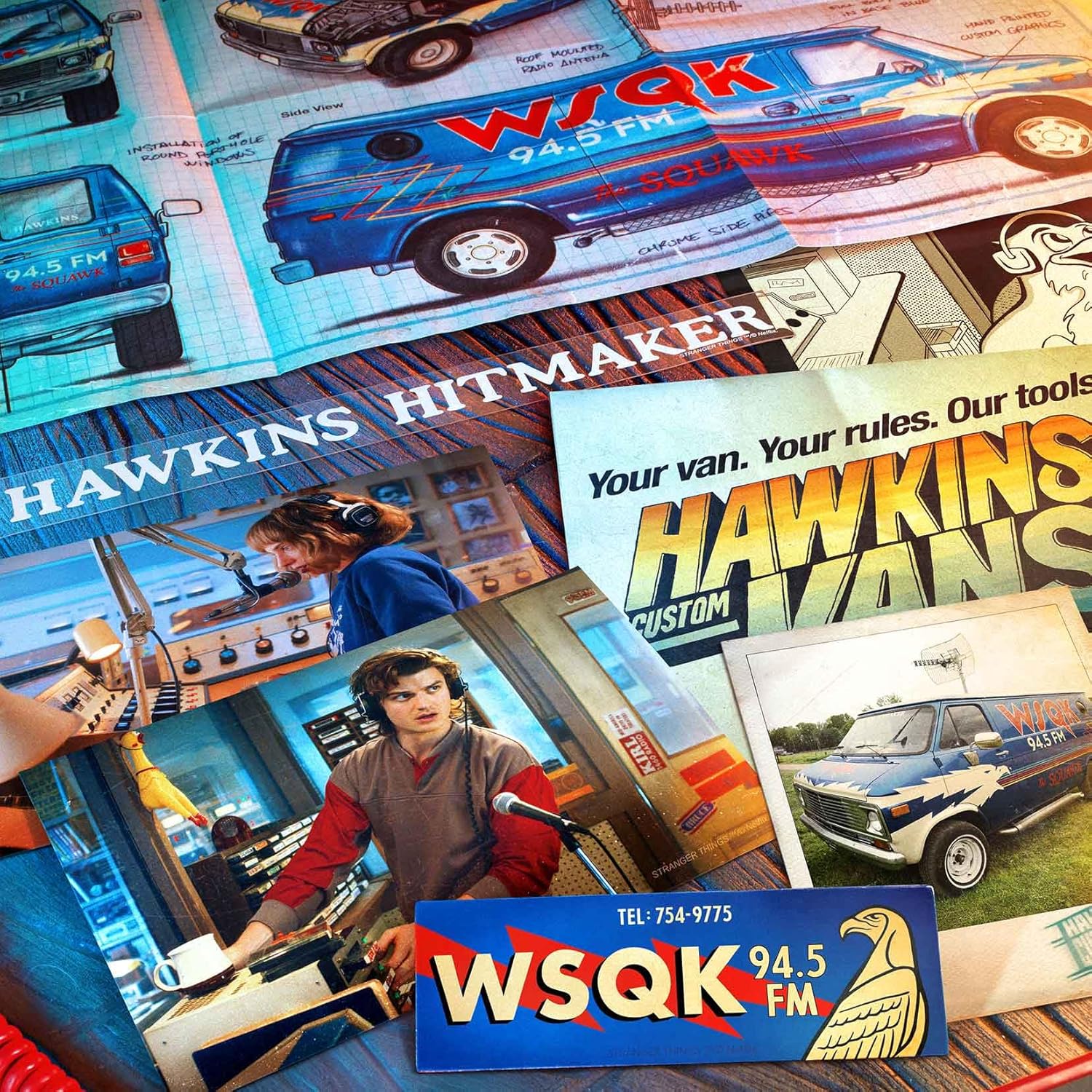 Doctor Collector Stranger Things WSQK Hawkins Hitmaker Memories Collector's Box, Limited edition, Metal Collector's Box with exclusive vinyl and official replicas