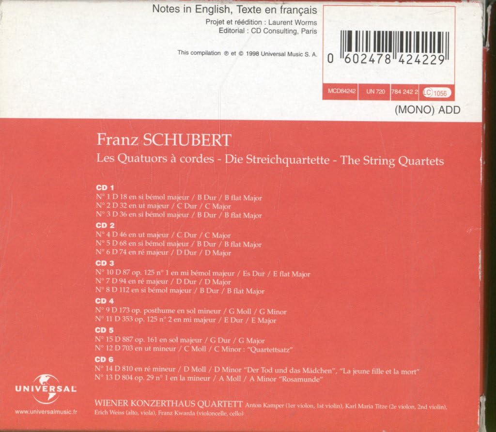 Schubert-Les Quatuors a Cordes MCD8