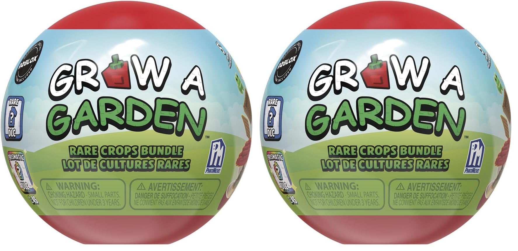 Grow A Garden - Rare Crops Bundle - Series 1 - Mini Surprise Sphere Bundle - Includes DLC Code Redeemable on Roblox - Officially Licensed Construction Set by PhatMojo (Pack of 2