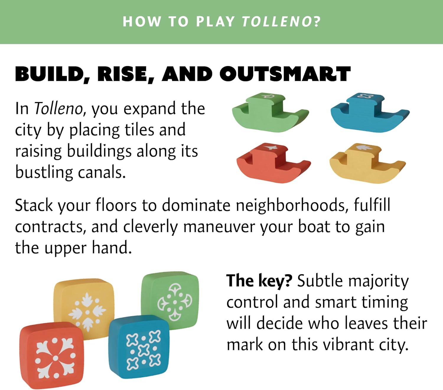 TOLLENO Strategic Board Game | City Building · Influence Management · Contracts | Family Version from Age 8 | 2–4 Players | 30–60 Minutes | Sit Down! | FSC®-Certified Components