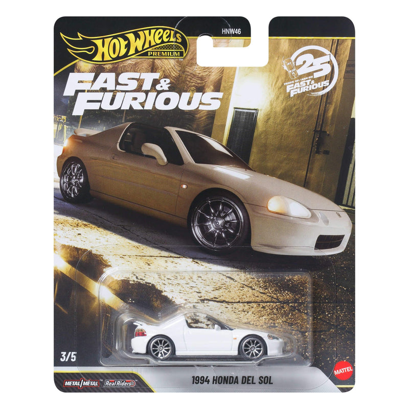 Hot Wheels Cars, Premium Fast & Furious, 1994 Honda del Sol, 1:64 Scale Die-Cast Car for Collectors Inspired by Movie Franchise, JHW63