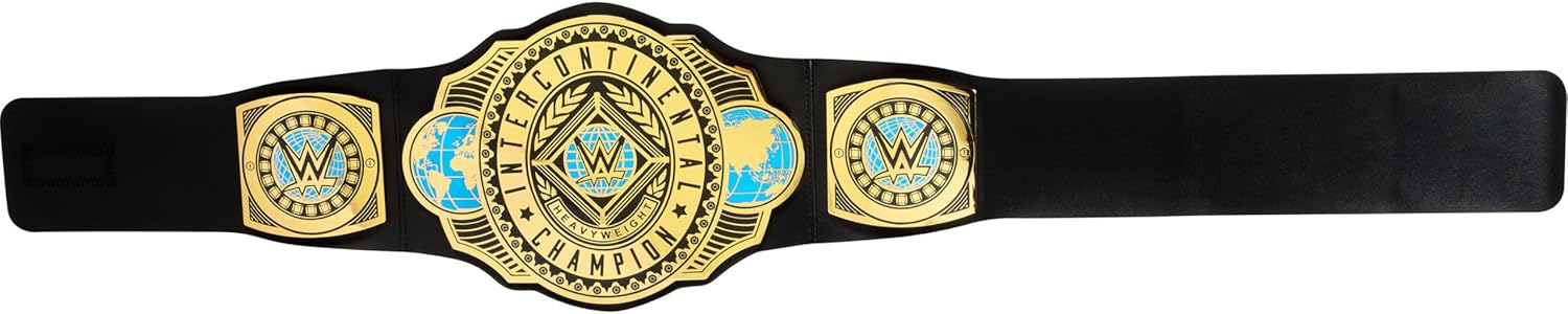 Mattel WWE Championship Title, campione intercontinentale, accessorio per bambini per giochi di ruolo e costumi, lunghezza 3+ piedi con regolazione una tantum