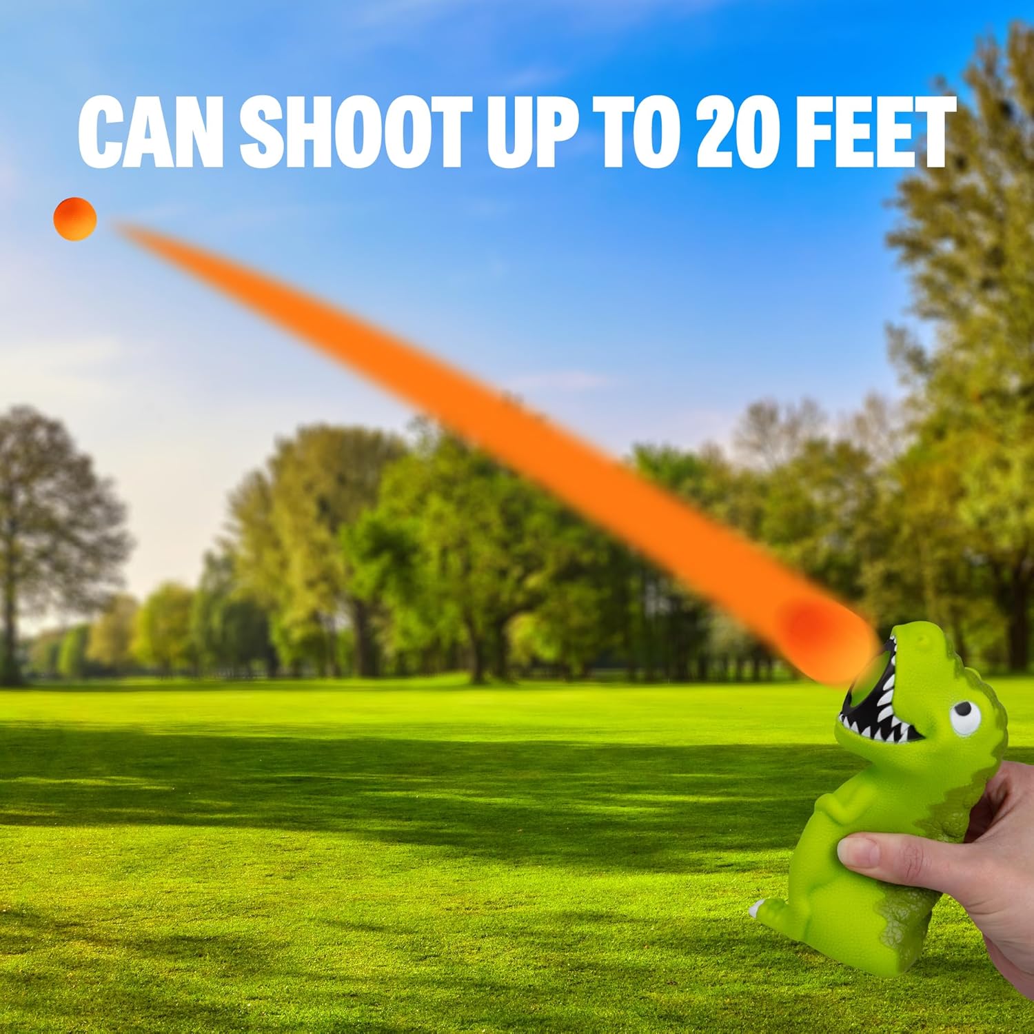 Hog Wild T-Rex Popper Toy - Launches Foam Balls Up to 20 Feet - Fun Indoor and Outdoor Game for Kids - Includes 4 Foam Balls