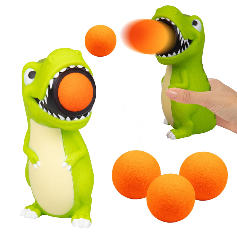 Hog Wild T-Rex Popper Toy - Launches Foam Balls Up to 20 Feet - Fun Indoor and Outdoor Game for Kids - Includes 4 Foam Balls