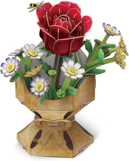 Product image University Games Rose Flower Bouquet 3D Puzzle – Press & Pop DIY Floral 3D Jigsaw with 120 Precision Pieces – Elegant Flower Puzzle Craft for Adults & Kids – Home Decor Gift