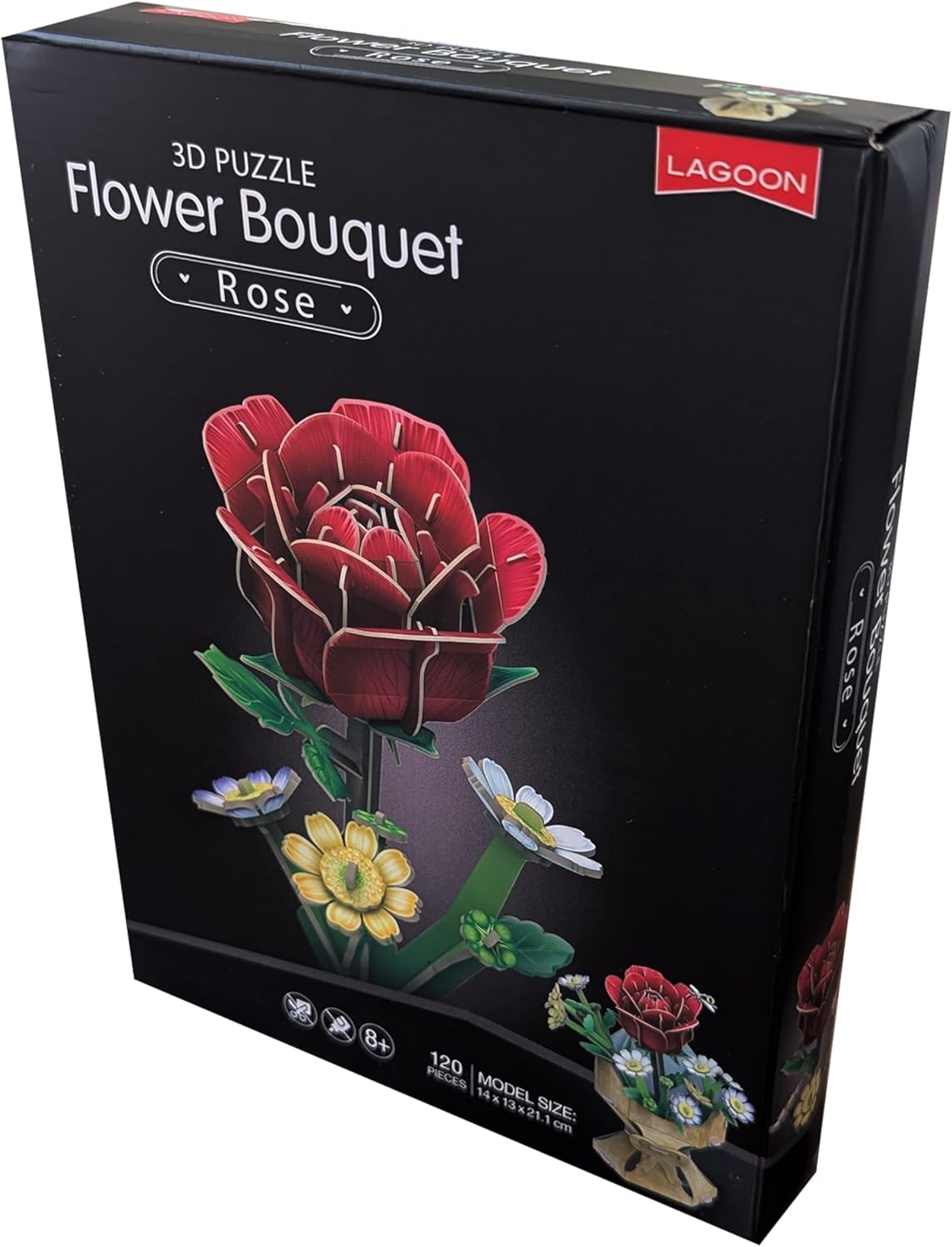 Product image University Games Rose Flower Bouquet 3D Puzzle – Press & Pop DIY Floral 3D Jigsaw with 120 Precision Pieces – Elegant Flower Puzzle Craft for Adults & Kids – Home Decor Gift