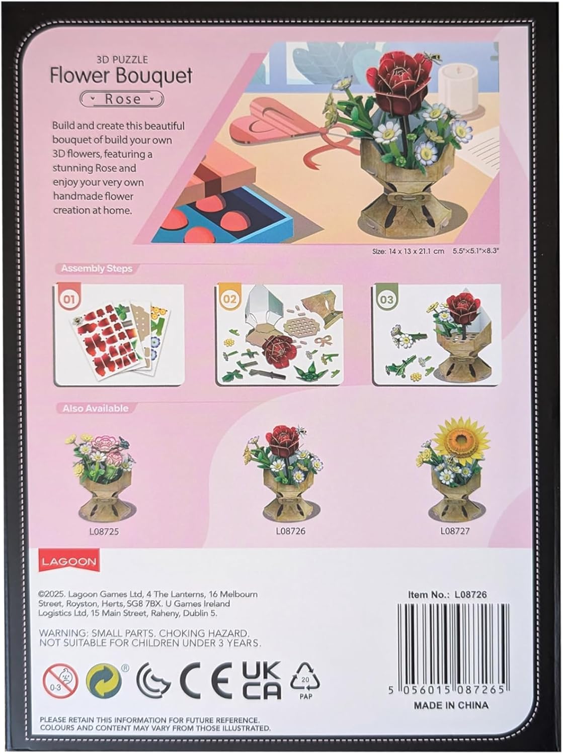 Product image University Games Rose Flower Bouquet 3D Puzzle – Press & Pop DIY Floral 3D Jigsaw with 120 Precision Pieces – Elegant Flower Puzzle Craft for Adults & Kids – Home Decor Gift