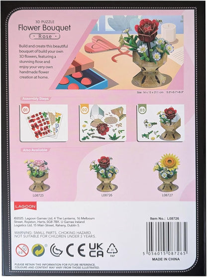 Product image University Games Rose Flower Bouquet 3D Puzzle – Press & Pop DIY Floral 3D Jigsaw with 120 Precision Pieces – Elegant Flower Puzzle Craft for Adults & Kids – Home Decor Gift
