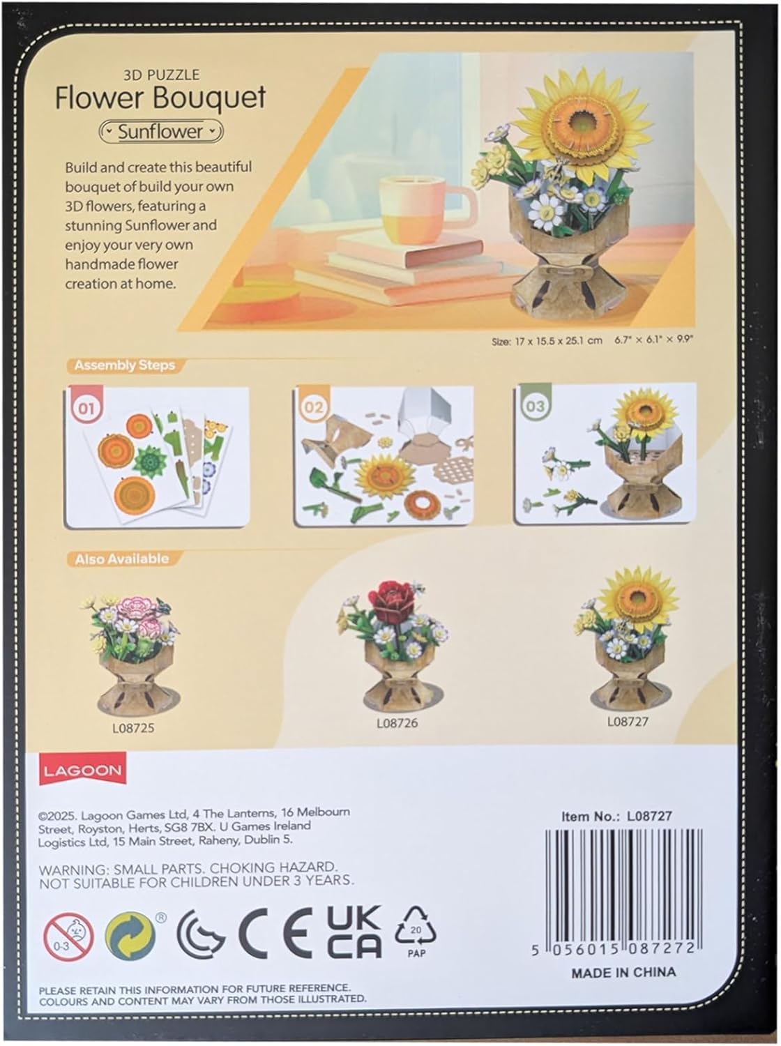University Games Sunflower Flower Bouquet 3D Puzzle – DIY Press‑Together 102 Piece Floral Puzzle – Everlasting Sunflower & Daisy Bouquet Craft – Relaxing Home Decor Gift