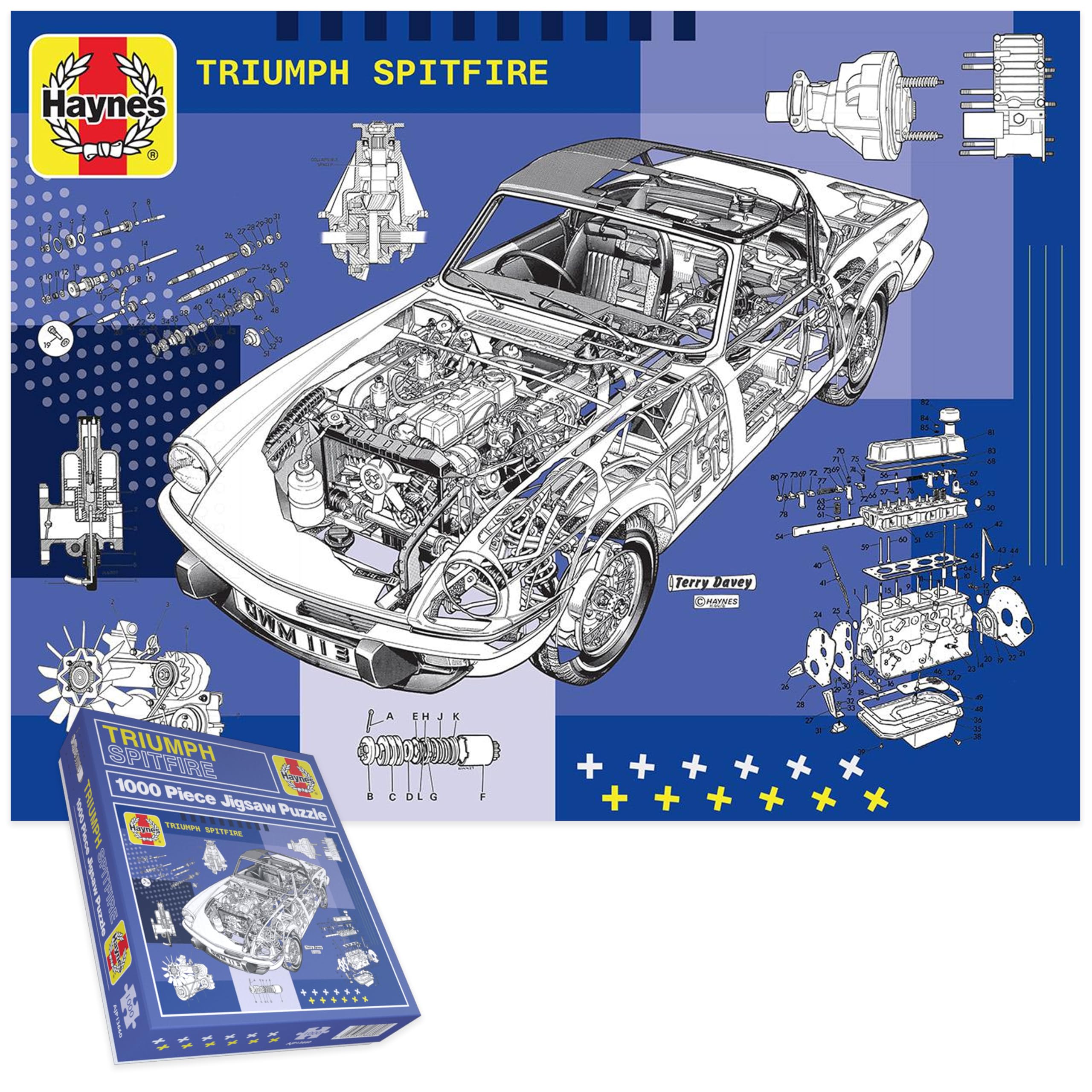 Haynes 1000‑Piece British Sports Car Puzzle Collection – Classic Triumph & MG Models, Premium Vintage Automotive Jigsaw Gift for Car Enthusiasts (Triumph Spitfire