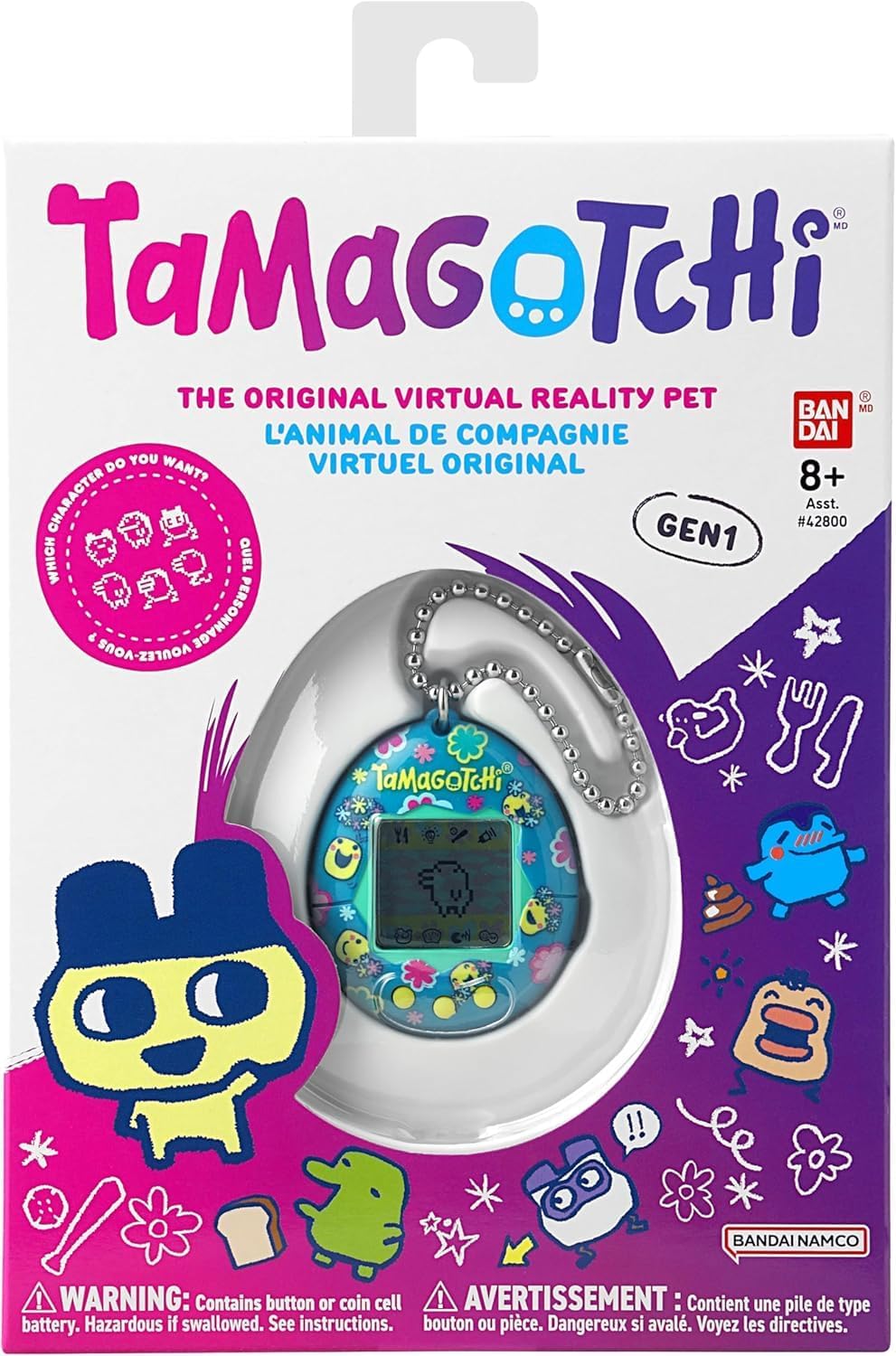 Bandai, Tamagotchi, virtueel huisdier, originele maat, smile, meerkleurig, 42991, elektronisch speelgoed voor kinderen vanaf 8 jaar